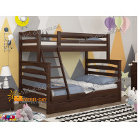 Двухъярусная кровать с Ящиками 90х140х190 Wellmebely Кай Трансформер сосна Орех Темный Л6